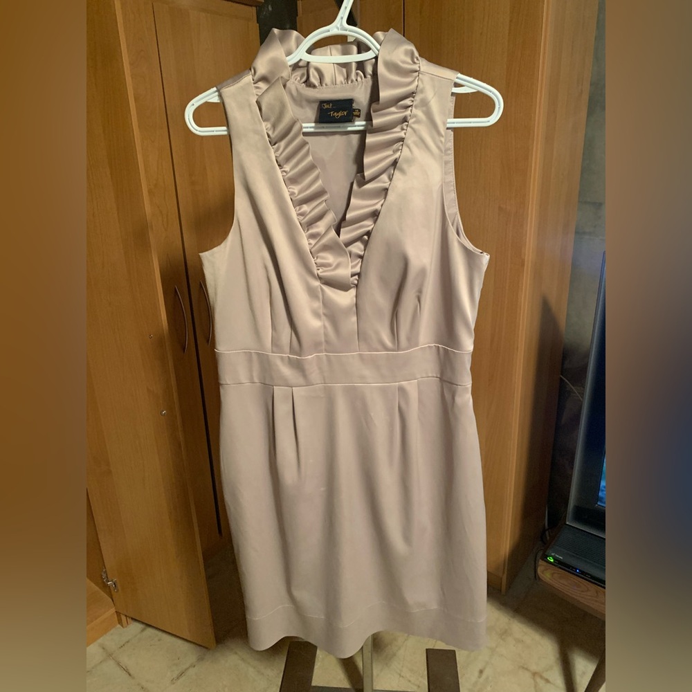 Taylor Beige Ruffled Midi Dress